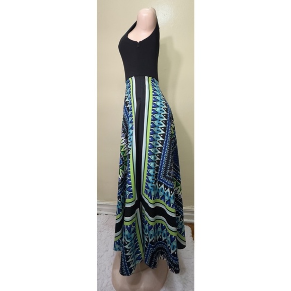 Eliza J Black and Blue Geometric Maxi Dress - Picture 8 of 13